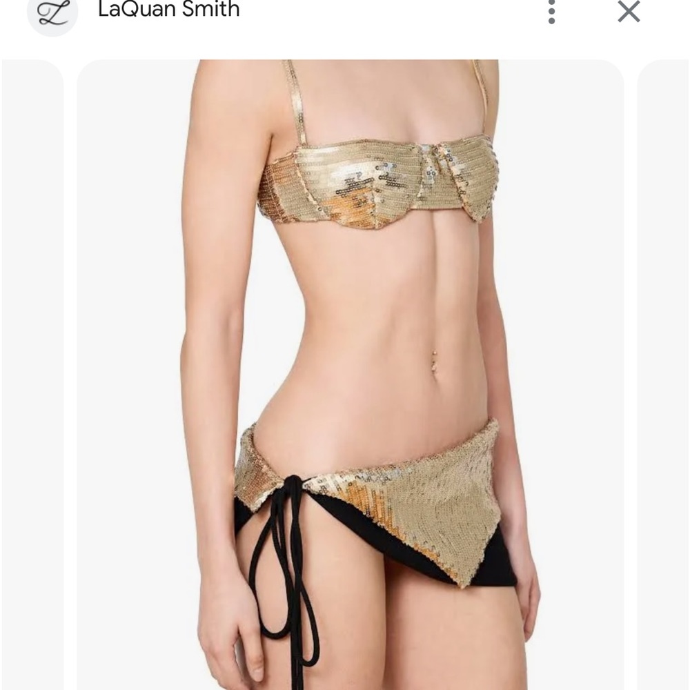 Sparkly Gold Sequined Bralette top by LaQuan Smith.